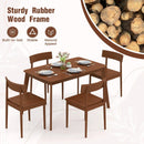 5 Piece Wood Dining Table Set with Rubber Wood Frame and 4 Chairs-Walnut by LJGDeals