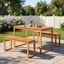 Outdoor Acacia Wood Dining Table with Slatted Tabletop for Garden by LJGDeals
