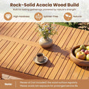 Outdoor Acacia Wood Dining Table with Slatted Tabletop for Garden by LJGDeals