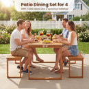 Outdoor Acacia Wood Dining Table with Slatted Tabletop for Garden by LJGDeals