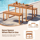Outdoor Acacia Wood Dining Table with Slatted Tabletop for Garden by LJGDeals