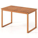 Outdoor Acacia Wood Dining Table with Slatted Tabletop for Garden by LJGDeals