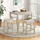 5 Pieces Bar Table Set with Square Table and 4 Padded Stools-Gray by LJGDeals