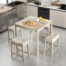 5 Pieces Bar Table Set with Square Table and 4 Padded Stools-Gray by LJGDeals