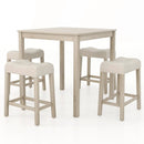 5 Pieces Bar Table Set with Square Table and 4 Padded Stools-Gray by LJGDeals