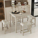 5 Pieces Bar Table Set with Square Table and 4 Padded Stools-Gray by LJGDeals