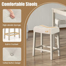 5 Pieces Bar Table Set with Square Table and 4 Padded Stools-Gray by LJGDeals