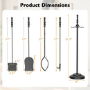 5-Pieces Fireplace Tool Set with Poker Tongs Brush Shovel and Round Stand by LJGDeals