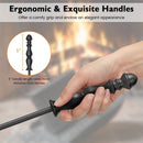 5-Pieces Fireplace Tool Set with Poker Tongs Brush Shovel and Round Stand by LJGDeals