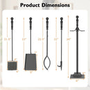 5-Pieces Fireplace Tool Set Indoor Outdoor Fire Place Set Tools with Aluminum Handles by LJGDeals
