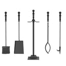 5-Pieces Fireplace Tool Set Indoor Outdoor Fire Place Set Tools with Aluminum Handles
