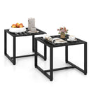 Set of 2 Metal End Tables with Slatted Tabletop-Black by LJGDeals