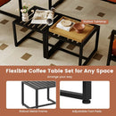 Set of 2 Metal End Tables with Slatted Tabletop-Black by LJGDeals