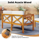 5 Pieces Acacia Wood Patio Lounge Chair Set with Ottomans and Cushions-White by LJGDeals