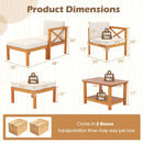 5 Pieces Acacia Wood Patio Lounge Chair Set with Ottomans and Cushions-White by LJGDeals