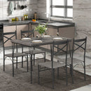 5 Pieces Dining Table Set with Metal Frame for Kitchen Dining Room-Gray by LJGDeals