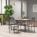 5 Pieces Dining Table Set with Metal Frame for Kitchen Dining Room-Gray by LJGDeals