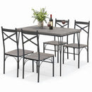 5 Pieces Dining Table Set with Metal Frame for Kitchen Dining Room-Gray by LJGDeals