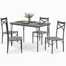 5 Pieces Dining Table Set with Metal Frame for Kitchen Dining Room-Gray by LJGDeals