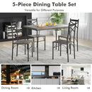 5 Pieces Dining Table Set with Metal Frame for Kitchen Dining Room-Gray by LJGDeals