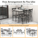 5 Pieces Dining Table Set with Metal Frame for Kitchen Dining Room-Gray by LJGDeals