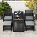 5 Pieces Outdoor Conversation Set with Removable Cushions for Backyard Porch-Gray by LJGDeals