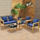 5 Piece Outdoor Conversation Set with 2 Coffee Tables for Backyard Poolside-Navy by LJGDeals