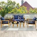 5 Piece Outdoor Conversation Set with 2 Coffee Tables for Backyard Poolside-Navy by LJGDeals