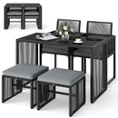 5 Pieces Outdoor Conversation Set with Removable Cushions for Backyard Porch-Gray by LJGDeals