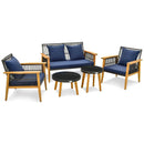 5 Piece Outdoor Conversation Set with 2 Coffee Tables for Backyard Poolside-Navy by LJGDeals