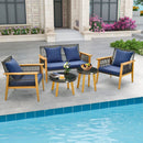 5 Piece Outdoor Conversation Set with 2 Coffee Tables for Backyard Poolside-Navy by LJGDeals
