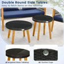 5 Piece Outdoor Conversation Set with 2 Coffee Tables for Backyard Poolside-Navy by LJGDeals