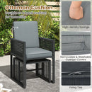 5 Pieces Outdoor Conversation Set with Removable Cushions for Backyard Porch-Gray by LJGDeals