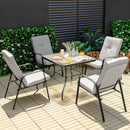 5 Pieces Outdoor Dining Set with 4 Stackable Chair and High-Back Cushions by DirectDeals