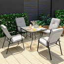 5 Pieces Outdoor Dining Set with 4 Stackable Chair and High-Back Cushions by LJGDeals