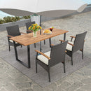 5 Pieces Patio Wicker Chair and Dining Table Set with 2 Inch Umbrella Hole by DirectDeals