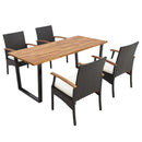 5 Pieces Patio Wicker Chair and Dining Table Set with 2 Inch Umbrella Hole by DirectDeals