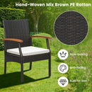 5 Pieces Patio Wicker Chair and Dining Table Set with 2 Inch Umbrella Hole by DirectDeals