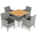 5 Pieces PE Wicker Patio Dining Set Outdoor Acacia Wood Table and Chairs-Black by LJGDeals
