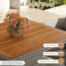 5 Pieces PE Wicker Patio Dining Set Outdoor Acacia Wood Table and Chairs-Black by LJGDeals
