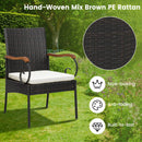 5 Pieces Patio Rattan Dining Set with Umbrella Hole for Poolside Backyard