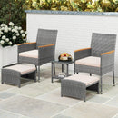 5 Pieces Patio Conversation Set with Soft Cushions and Ottomans-Beige by LJGDeals