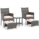 5 Pieces Patio Conversation Set with Soft Cushions and Ottomans-Beige by LJGDeals