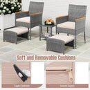 5 Pieces Patio Conversation Set with Soft Cushions and Ottomans-Beige by LJGDeals