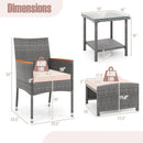 5 Pieces Patio Conversation Set with Soft Cushions and Ottomans-Beige by LJGDeals