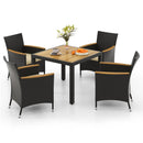 5 Pieces Patio Dining Table Set for 4 with Umbrella Hole by LJGDeals