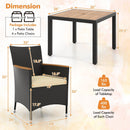 5 Pieces Patio Dining Table Set for 4 with Umbrella Hole by DirectDeals