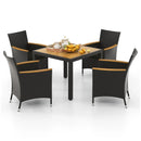 5 Pieces Patio Dining Table Set for 4 with Umbrella Hole by LJGDeals