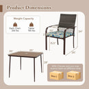 5 Pieces Patio Dining Set 4 Cushioned Rattan Armchairs and Square Table by LJGDeals