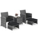 5 Pieces Patio Furniture Set PE Wicker Outdoor Lounge Chairs with 2 Ottomans by LJGDeals